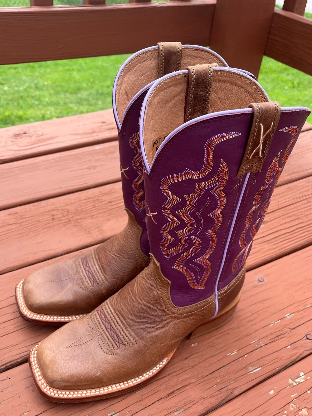 Twisted X Brown Leather Boots with Purple Trim